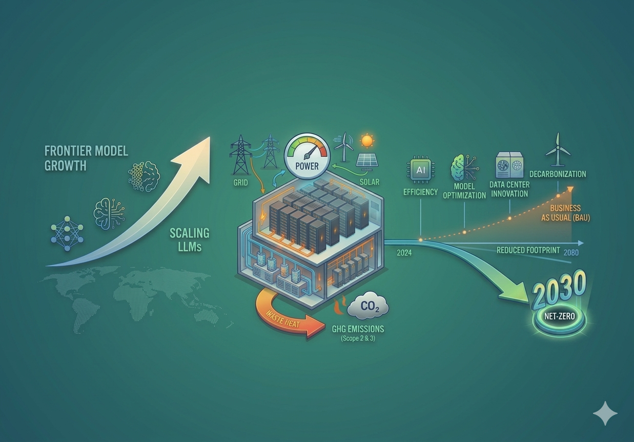 The Energy and Greenhouse-Gas Footprint of LLM Inference Data Centers: Frontier Models, Scaling, and the Road to 2030